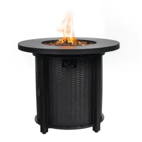 30-In. Propane Fire Pit Table, 50,000 BTU Round Steel Patio Fire Pit, Black 30-In. Propane Fire Pit Table, 50,000 BTU Round Steel Patio Fire Pit, Black
