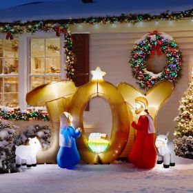 7.4ft Lighted Christmas Inflatable Nativity Scene with JOY Sign 7.4ft Lighted Christmas Inflatable Nativity Scene with JOY Sign